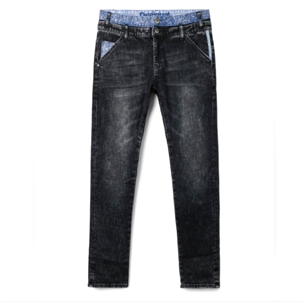 Desigual Men’s Designer Denim Florenci Waist Detail Black Jeans NWT Size 34